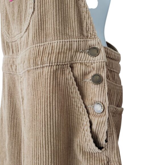 Empyre Suzie Corduroy Bib Overalls Medium Beige Pockets Grunge Skater Y2K - Picture 13 of 14